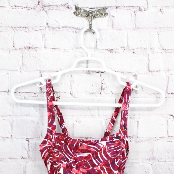 L.L. Bean Mix Match Swimwear Squareneck Tankini Red Geometric Print 6 - Picture 2 of 10